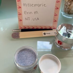 Revel Nail Dip Powder Flurry blue gray base with purple shimmer